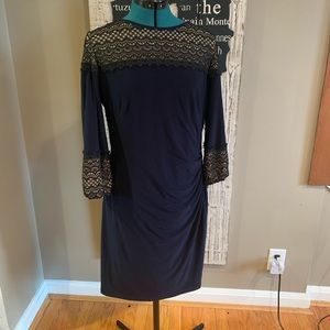 Ralph Lauren size 14 navy bell sleeve dress EUC